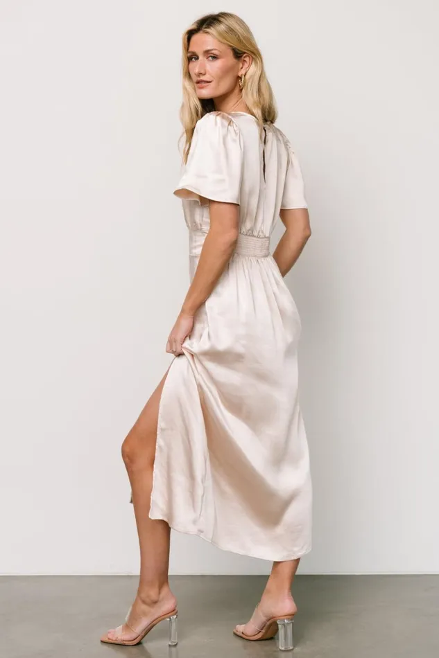 Baltic Born Midi Dresses Allie Satin Dress Champagne 8211 Women Baltic Born Midi Dresses Allie Satin Dress Champagne 8211 Women