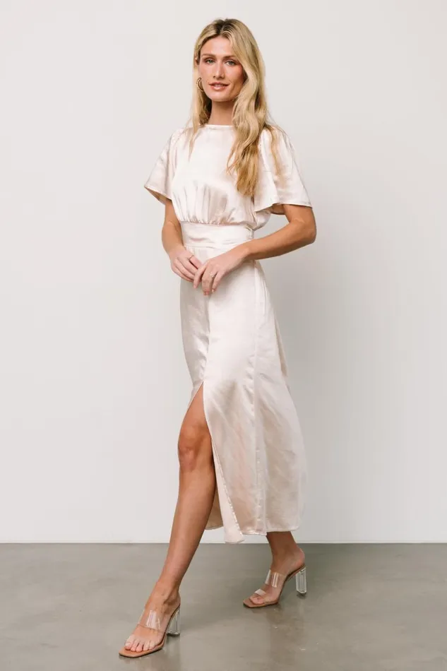 Baltic Born Midi Dresses Allie Satin Dress Champagne 8211 Women Baltic Born Midi Dresses Allie Satin Dress Champagne 8211 Women