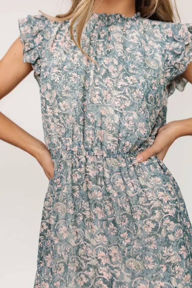 Baltic Born Midi Dresses Azia Ruffle Sleeve Midi Dress Blue Pink 8211 Women Baltic Born Midi Dresses Azia Ruffle Sleeve Midi Dress Blue Pink 8211 Women