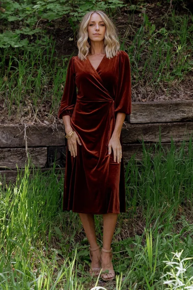 Baltic Born Midi Dresses Beckinsale Velvet Wrap Dress Cinnamon 8211 Women Baltic Born Midi Dresses Beckinsale Velvet Wrap Dress Cinnamon 8211 Women