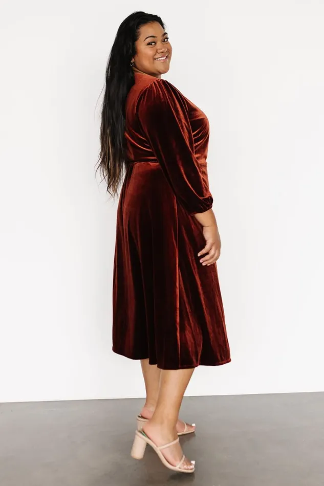 Baltic Born Midi Dresses Beckinsale Velvet Wrap Dress Cinnamon 8211 Women Baltic Born Midi Dresses Beckinsale Velvet Wrap Dress Cinnamon 8211 Women