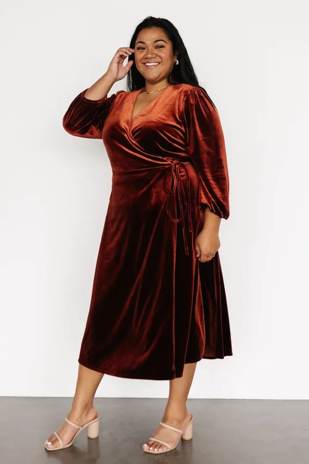 Baltic Born Midi Dresses Beckinsale Velvet Wrap Dress Cinnamon 8211 Women Baltic Born Midi Dresses Beckinsale Velvet Wrap Dress Cinnamon 8211 Women