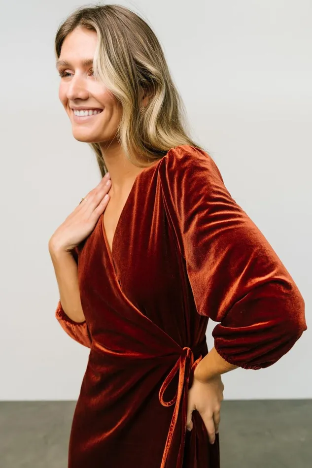 Baltic Born Midi Dresses Beckinsale Velvet Wrap Dress Cinnamon 8211 Women Baltic Born Midi Dresses Beckinsale Velvet Wrap Dress Cinnamon 8211 Women