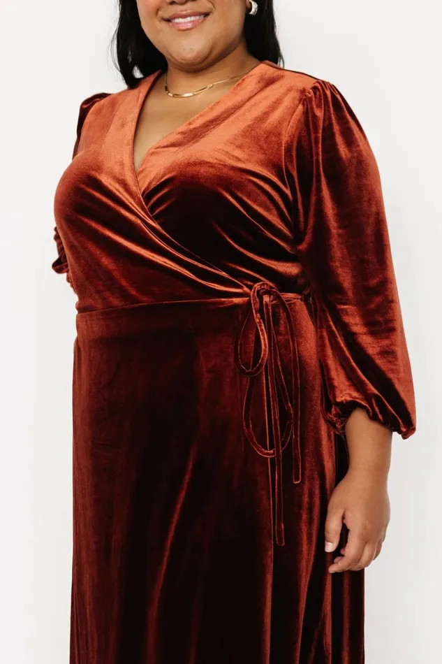 Baltic Born Midi Dresses Beckinsale Velvet Wrap Dress Cinnamon 8211 Women Baltic Born Midi Dresses Beckinsale Velvet Wrap Dress Cinnamon 8211 Women