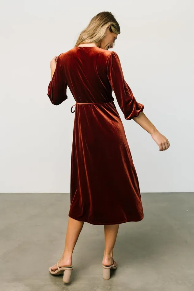 Baltic Born Midi Dresses Beckinsale Velvet Wrap Dress Cinnamon 8211 Women Baltic Born Midi Dresses Beckinsale Velvet Wrap Dress Cinnamon 8211 Women