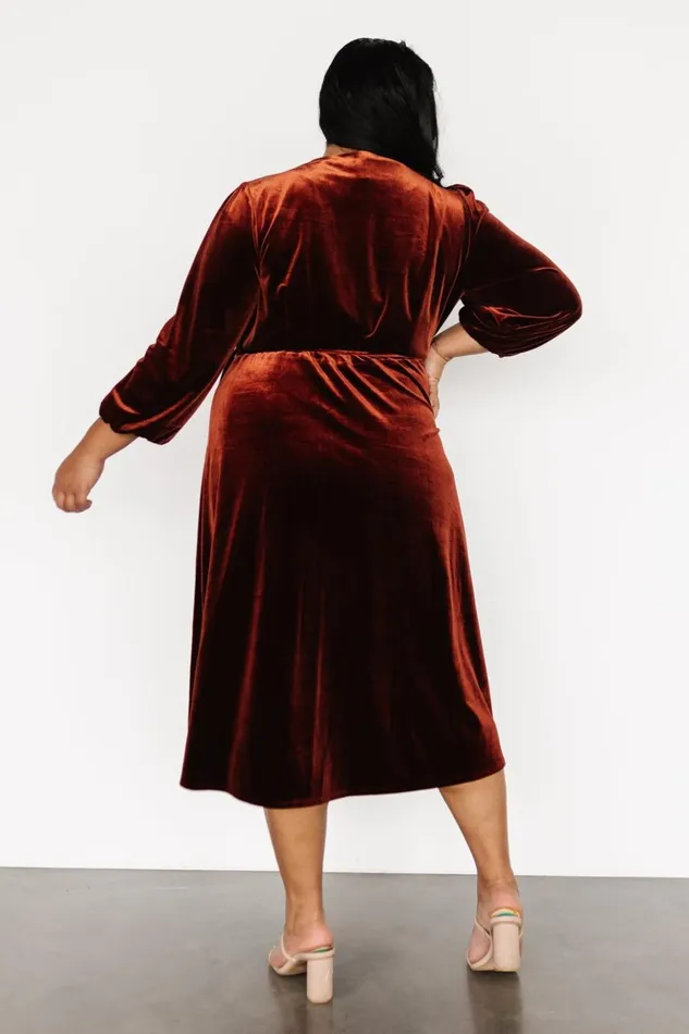 Baltic Born Midi Dresses Beckinsale Velvet Wrap Dress Cinnamon 8211 Women Baltic Born Midi Dresses Beckinsale Velvet Wrap Dress Cinnamon 8211 Women