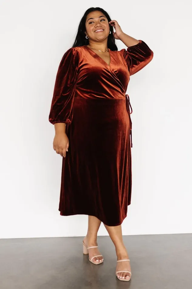 Baltic Born Midi Dresses Beckinsale Velvet Wrap Dress Cinnamon 8211 Women Baltic Born Midi Dresses Beckinsale Velvet Wrap Dress Cinnamon 8211 Women