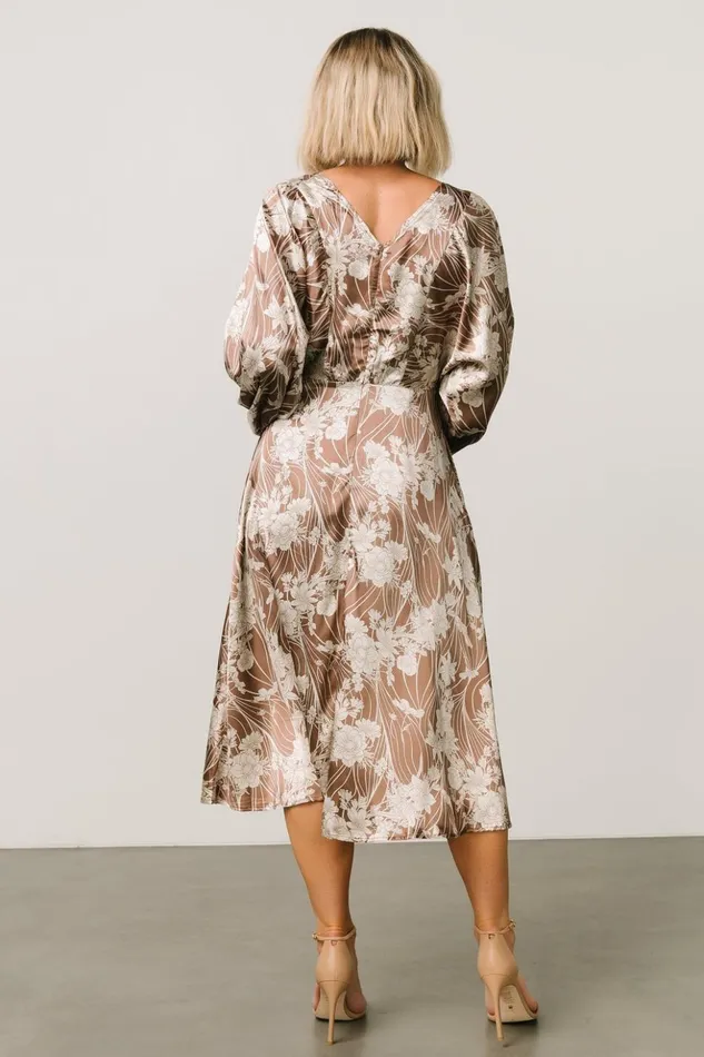 Baltic Born Midi Dresses Beverly Satin Midi Dress Mocha Print 8211 Women Baltic Born Midi Dresses Beverly Satin Midi Dress Mocha Print 8211 Women