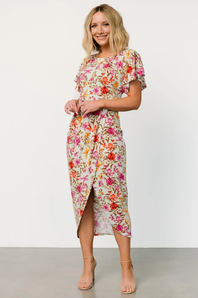 Baltic Born Midi Dresses Bloomfield Midi Dress Sage Floral 8211 Women Baltic Born Midi Dresses Bloomfield Midi Dress Sage Floral 8211 Women