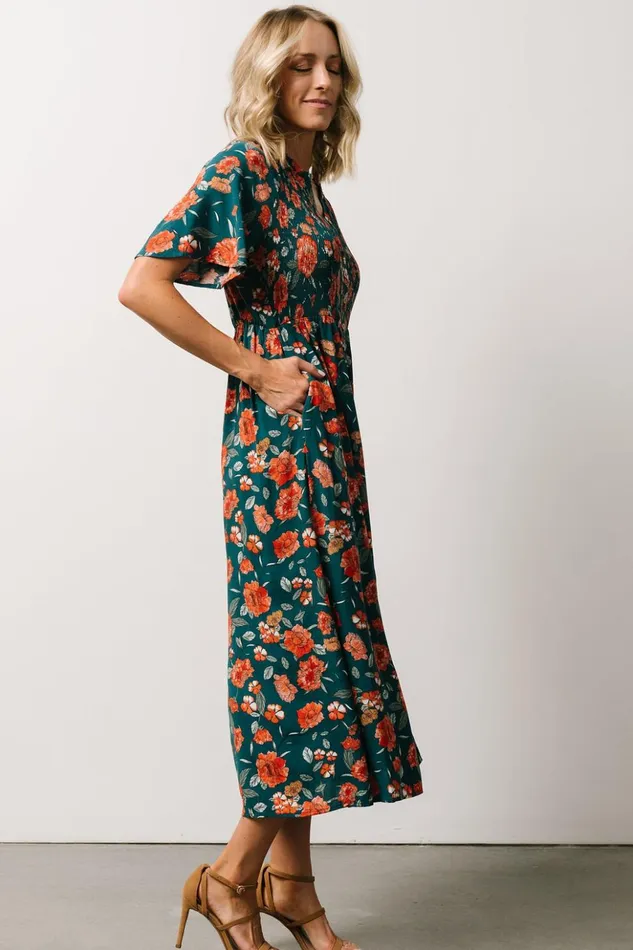 Baltic Born Midi Dresses Botega Midi Dress Jade Multi Floral 8211 Women Baltic Born Midi Dresses Botega Midi Dress Jade Multi Floral 8211 Women