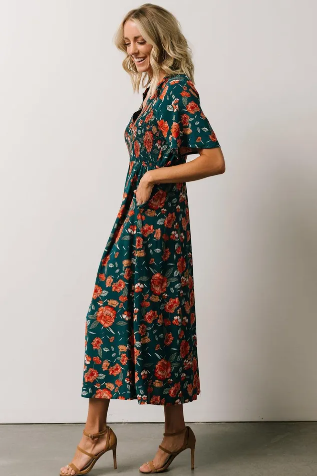 Baltic Born Midi Dresses Botega Midi Dress Jade Multi Floral 8211 Women Baltic Born Midi Dresses Botega Midi Dress Jade Multi Floral 8211 Women