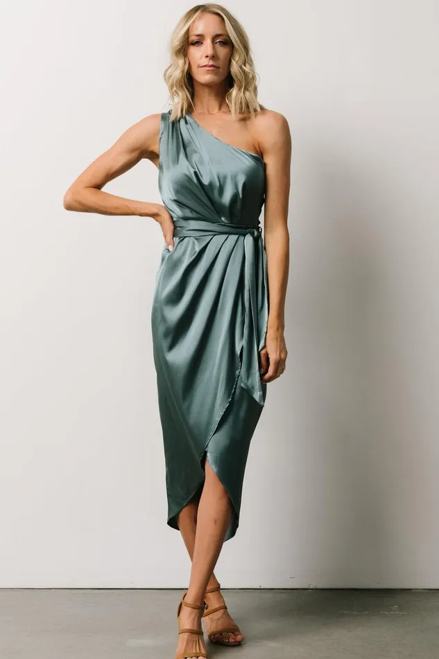 Baltic Born Midi Dresses Celia One Shoulder Midi Dress Blue Sage 8211 Women Baltic Born Midi Dresses Celia One Shoulder Midi Dress Blue Sage 8211 Women