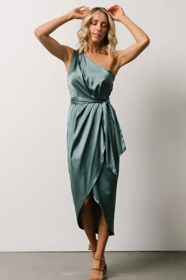 Baltic Born Midi Dresses Celia One Shoulder Midi Dress Blue Sage 8211 Women Baltic Born Midi Dresses Celia One Shoulder Midi Dress Blue Sage 8211 Women