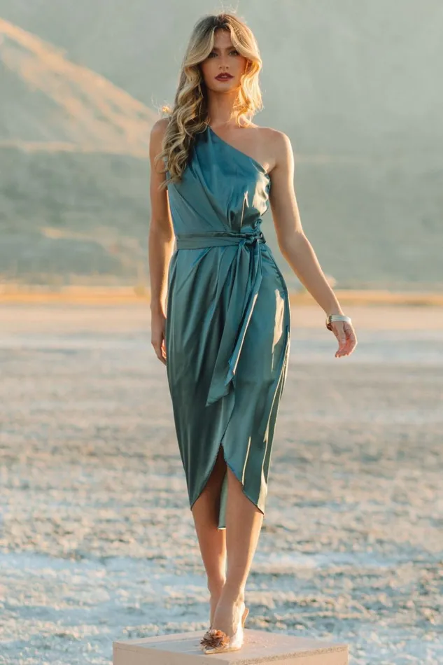 Baltic Born Midi Dresses Celia One Shoulder Midi Dress Blue Sage 8211 Women Baltic Born Midi Dresses Celia One Shoulder Midi Dress Blue Sage 8211 Women