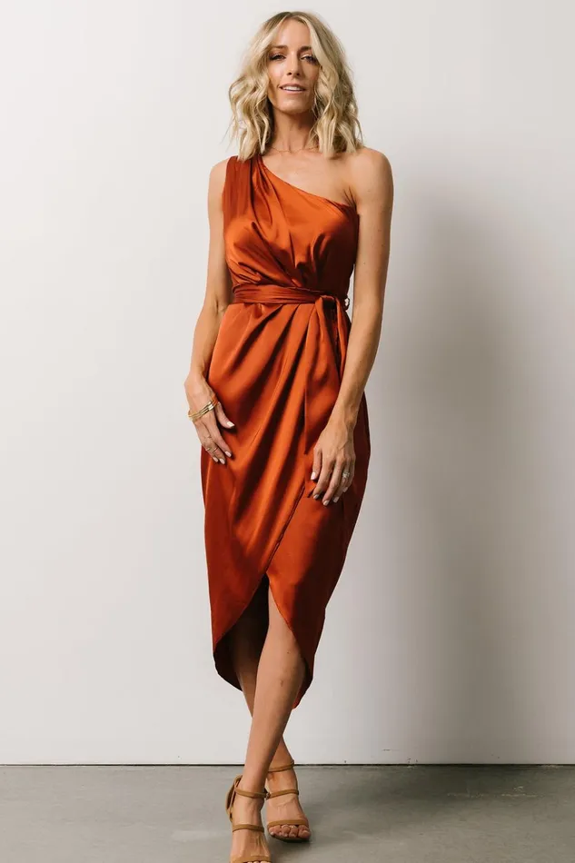 Baltic Born Midi Dresses Celia One Shoulder Midi Dress Rust 8211 Women
