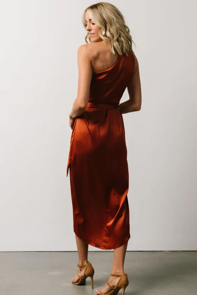Baltic Born Midi Dresses Celia One Shoulder Midi Dress Rust 8211 Women Baltic Born Midi Dresses Celia One Shoulder Midi Dress Rust 8211 Women