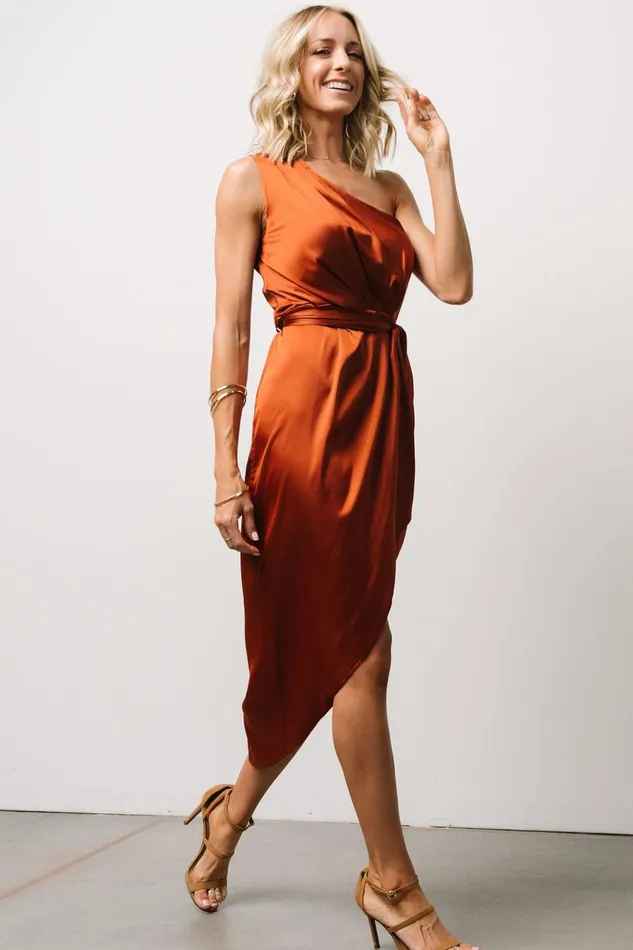 Baltic Born Midi Dresses Celia One Shoulder Midi Dress Rust 8211 Women Baltic Born Midi Dresses Celia One Shoulder Midi Dress Rust 8211 Women