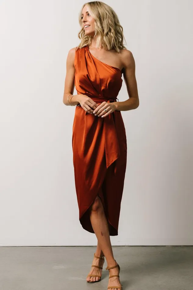 Baltic Born Midi Dresses Celia One Shoulder Midi Dress Rust 8211 Women Baltic Born Midi Dresses Celia One Shoulder Midi Dress Rust 8211 Women