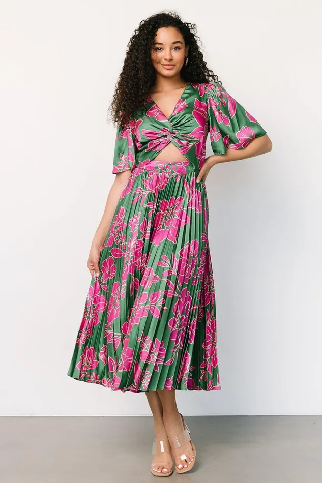 Baltic Born Midi Dresses Chaya Pleated Dress Green Pink 8211 Women