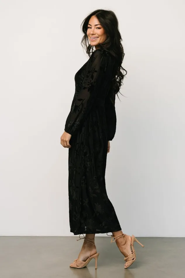 Baltic Born Midi Dresses Christine Velvet Embossed Midi Dress Black 8211 Women Baltic Born Midi Dresses Christine Velvet Embossed Midi Dress Black 8211 Women