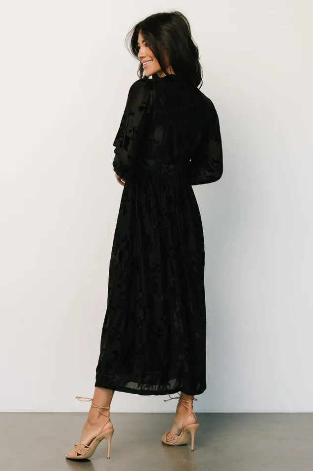 Baltic Born Midi Dresses Christine Velvet Embossed Midi Dress Black 8211 Women Baltic Born Midi Dresses Christine Velvet Embossed Midi Dress Black 8211 Women