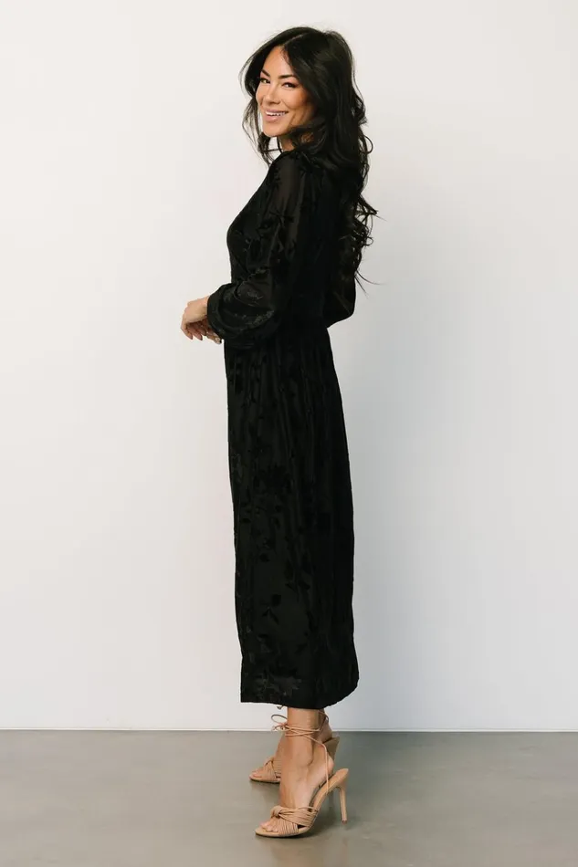 Baltic Born Midi Dresses Christine Velvet Embossed Midi Dress Black 8211 Women Baltic Born Midi Dresses Christine Velvet Embossed Midi Dress Black 8211 Women