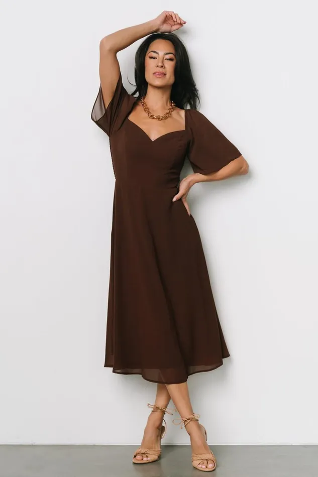 Baltic Born Midi Dresses Colette Sweetheart Midi Dress Espresso 8211 Women Baltic Born Midi Dresses Colette Sweetheart Midi Dress Espresso 8211 Women