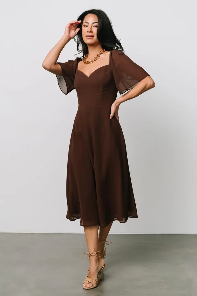 Baltic Born Midi Dresses Colette Sweetheart Midi Dress Espresso 8211 Women Baltic Born Midi Dresses Colette Sweetheart Midi Dress Espresso 8211 Women