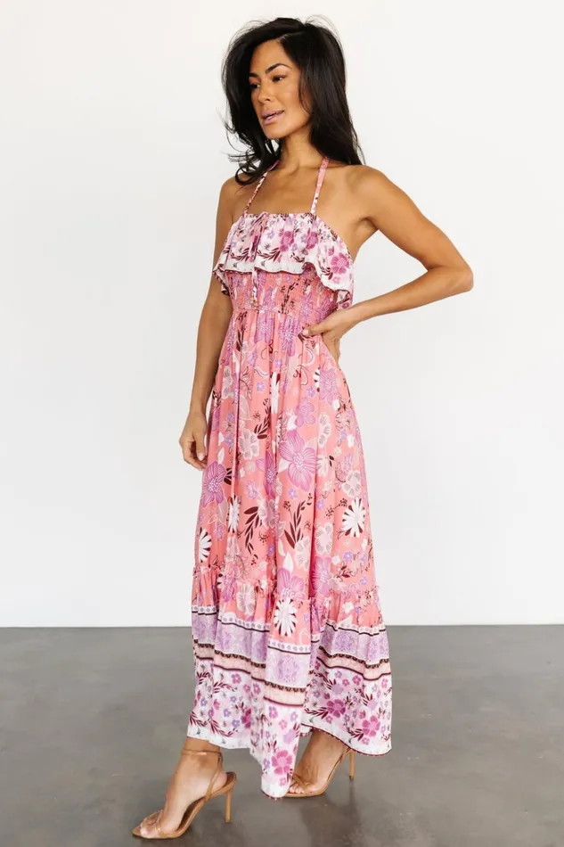 Baltic Born Midi Dresses Dali Midi Dress Coral Orchid Floral 8211 Women Baltic Born Midi Dresses Dali Midi Dress Coral Orchid Floral 8211 Women