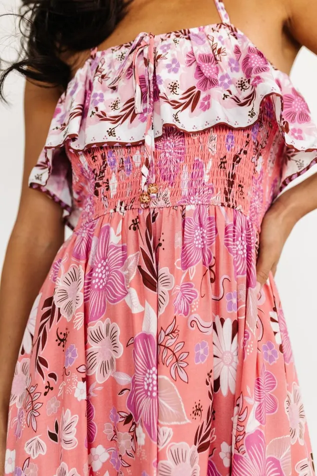 Baltic Born Midi Dresses Dali Midi Dress Coral Orchid Floral 8211 Women Baltic Born Midi Dresses Dali Midi Dress Coral Orchid Floral 8211 Women