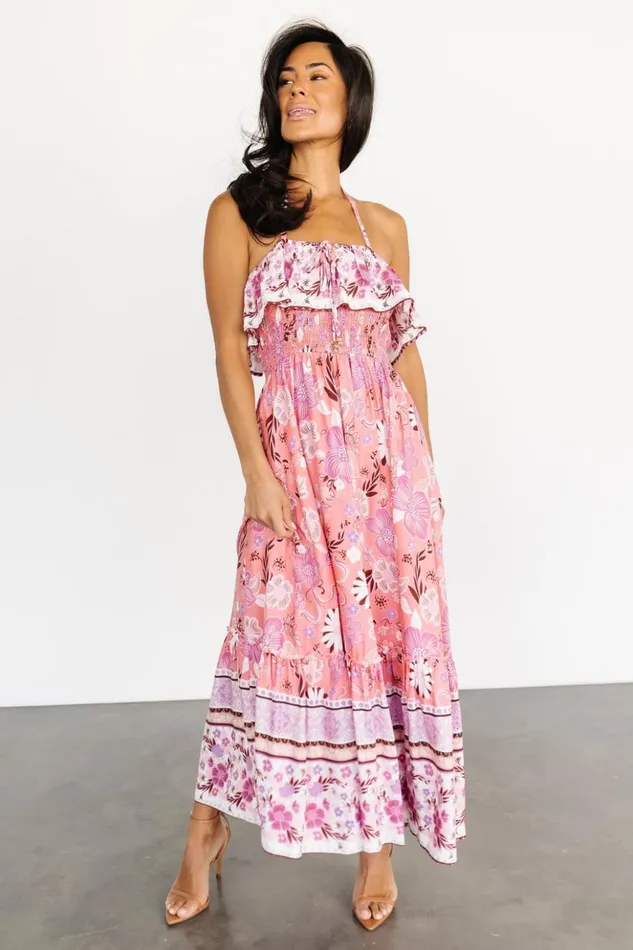 Baltic Born Midi Dresses Dali Midi Dress Coral Orchid Floral 8211 Women Baltic Born Midi Dresses Dali Midi Dress Coral Orchid Floral 8211 Women