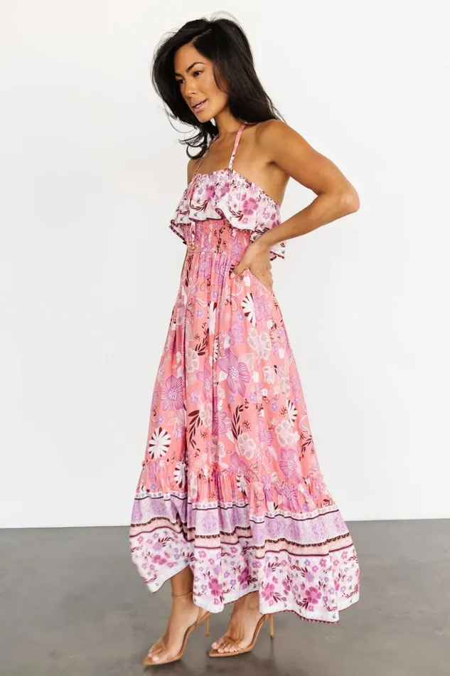 Baltic Born Midi Dresses Dali Midi Dress Coral Orchid Floral 8211 Women Baltic Born Midi Dresses Dali Midi Dress Coral Orchid Floral 8211 Women