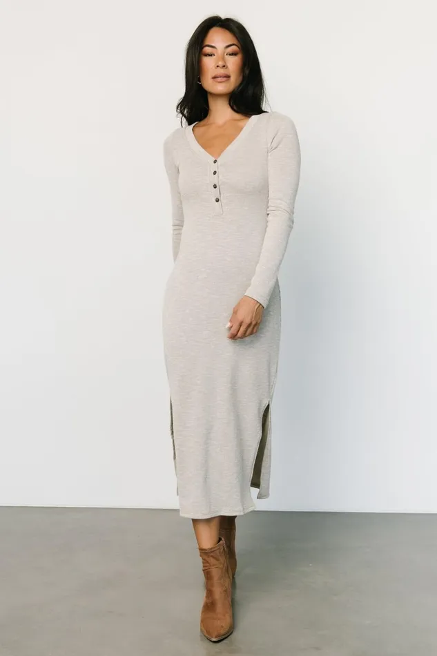 Baltic Born Midi Dresses Denver Ribbed Midi Dress Light Gray 8211 Women