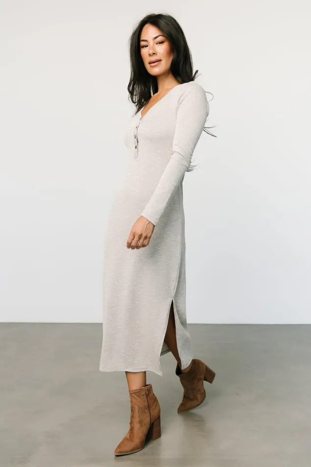 Baltic Born Midi Dresses Denver Ribbed Midi Dress Light Gray 8211 Women Baltic Born Midi Dresses Denver Ribbed Midi Dress Light Gray 8211 Women
