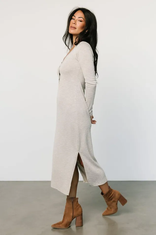 Baltic Born Midi Dresses Denver Ribbed Midi Dress Light Gray 8211 Women Baltic Born Midi Dresses Denver Ribbed Midi Dress Light Gray 8211 Women