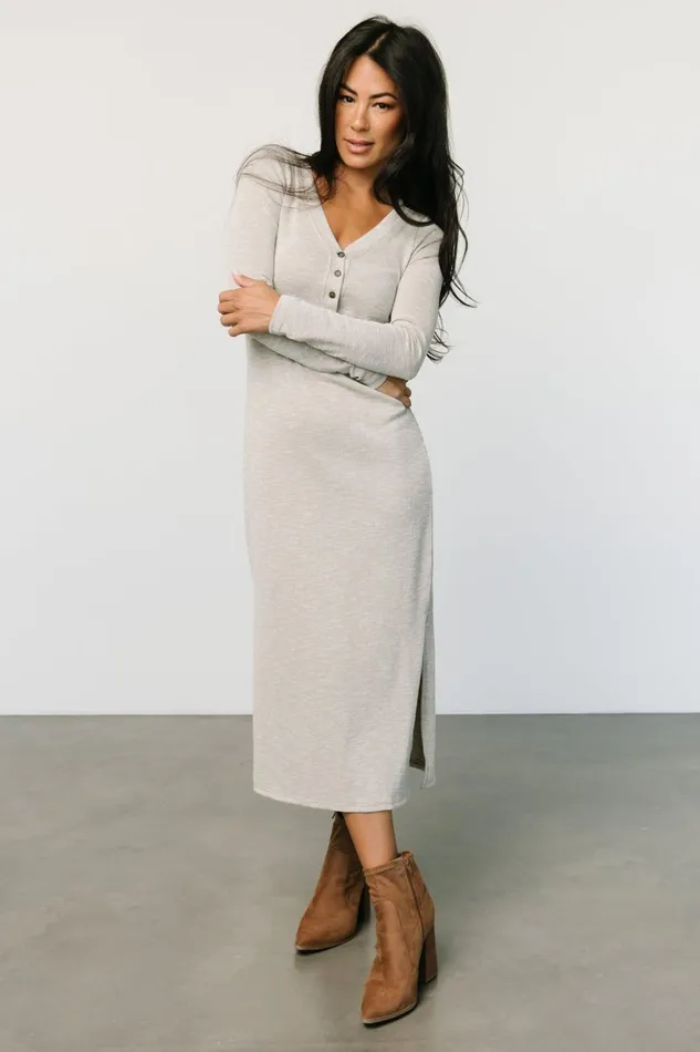 Baltic Born Midi Dresses Denver Ribbed Midi Dress Light Gray 8211 Women Baltic Born Midi Dresses Denver Ribbed Midi Dress Light Gray 8211 Women