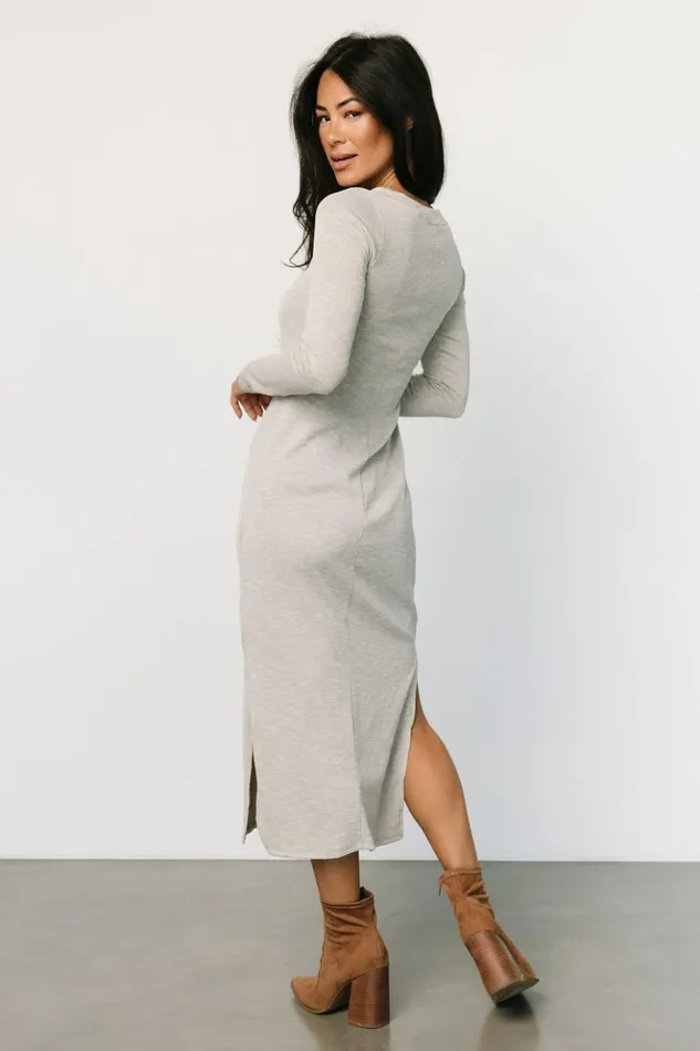 Baltic Born Midi Dresses Denver Ribbed Midi Dress Light Gray 8211 Women Baltic Born Midi Dresses Denver Ribbed Midi Dress Light Gray 8211 Women