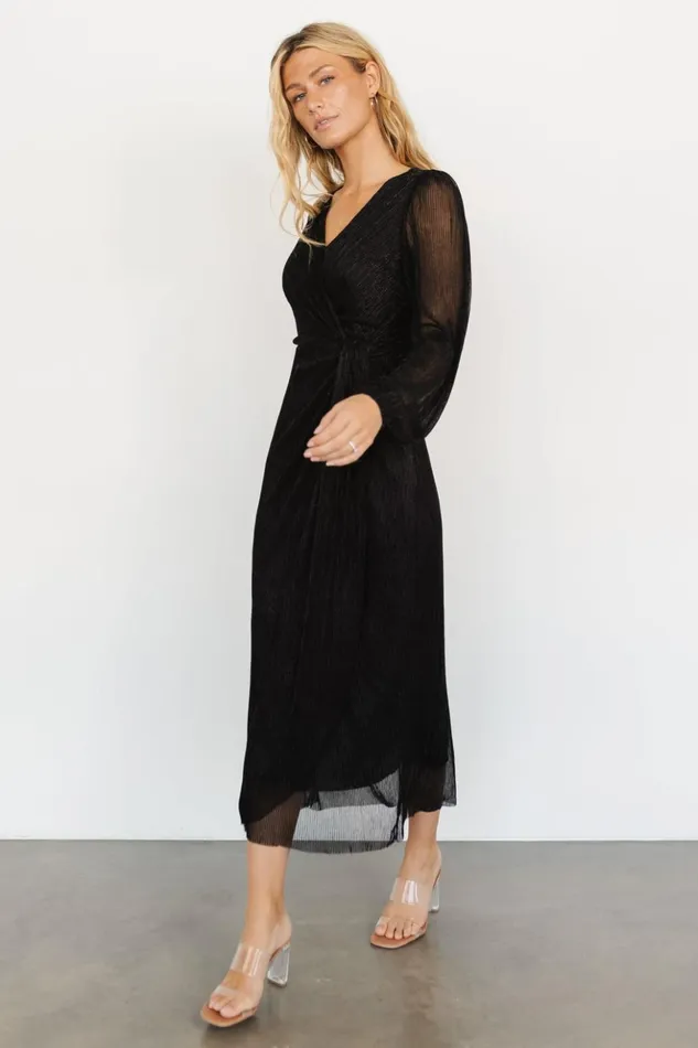 Baltic Born Midi Dresses Devlyn Pleated Dress Black Shimmer 8211 Women Baltic Born Midi Dresses Devlyn Pleated Dress Black Shimmer 8211 Women