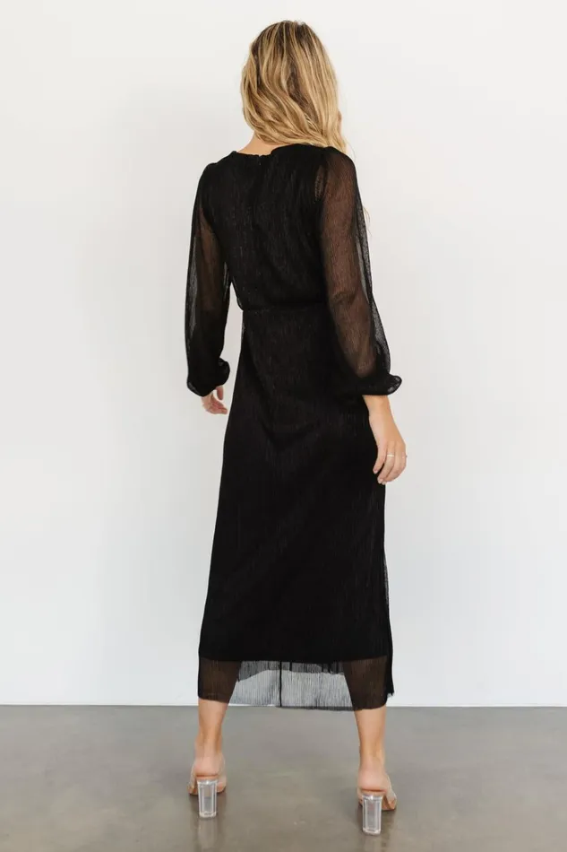 Baltic Born Midi Dresses Devlyn Pleated Dress Black Shimmer 8211 Women Baltic Born Midi Dresses Devlyn Pleated Dress Black Shimmer 8211 Women