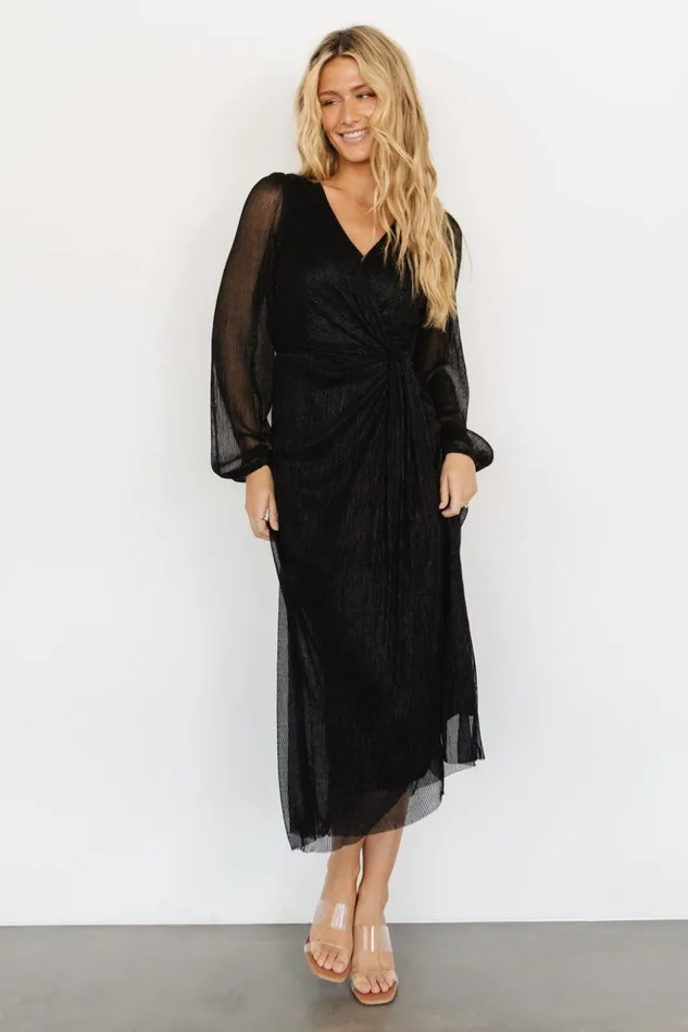 Baltic Born Midi Dresses Devlyn Pleated Dress Black Shimmer 8211 Women Baltic Born Midi Dresses Devlyn Pleated Dress Black Shimmer 8211 Women