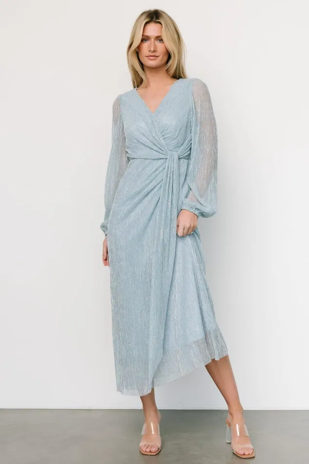 Baltic Born Midi Dresses Devlyn Pleated Dress Dusty Blue Shimmer 8211 Women Baltic Born Midi Dresses Devlyn Pleated Dress Dusty Blue Shimmer 8211 Women