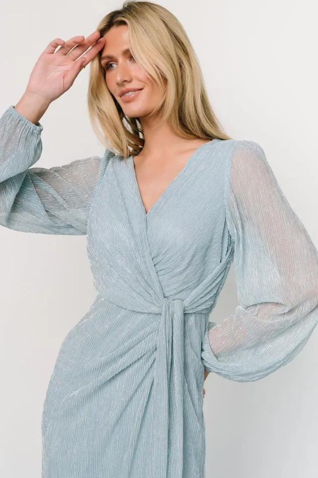 Baltic Born Midi Dresses Devlyn Pleated Dress Dusty Blue Shimmer 8211 Women Baltic Born Midi Dresses Devlyn Pleated Dress Dusty Blue Shimmer 8211 Women