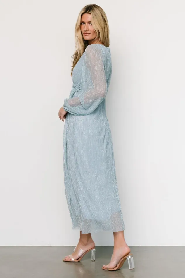 Baltic Born Midi Dresses Devlyn Pleated Dress Dusty Blue Shimmer 8211 Women Baltic Born Midi Dresses Devlyn Pleated Dress Dusty Blue Shimmer 8211 Women