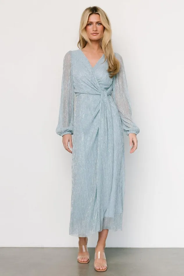 Baltic Born Midi Dresses Devlyn Pleated Dress Dusty Blue Shimmer 8211 Women Baltic Born Midi Dresses Devlyn Pleated Dress Dusty Blue Shimmer 8211 Women