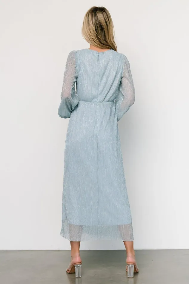 Baltic Born Midi Dresses Devlyn Pleated Dress Dusty Blue Shimmer 8211 Women Baltic Born Midi Dresses Devlyn Pleated Dress Dusty Blue Shimmer 8211 Women