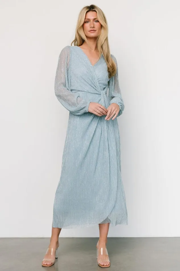 Baltic Born Midi Dresses Devlyn Pleated Dress Dusty Blue Shimmer 8211 Women Baltic Born Midi Dresses Devlyn Pleated Dress Dusty Blue Shimmer 8211 Women