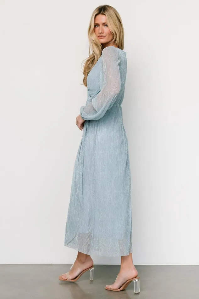 Baltic Born Midi Dresses Devlyn Pleated Dress Dusty Blue Shimmer 8211 Women Baltic Born Midi Dresses Devlyn Pleated Dress Dusty Blue Shimmer 8211 Women