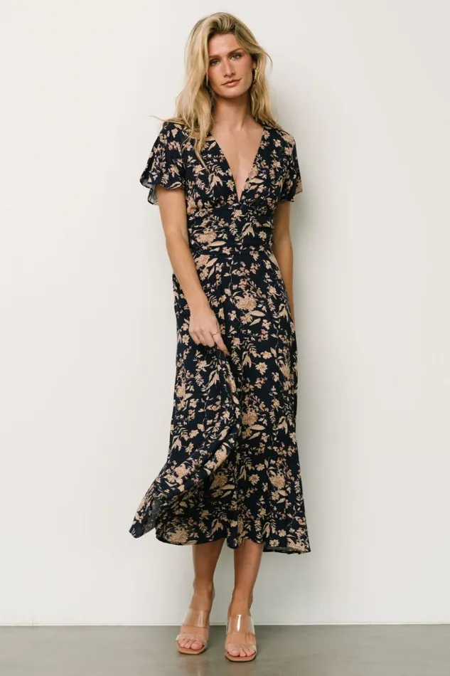 Baltic Born Midi Dresses Ellen Midi Dress Navy Print 8211 Women