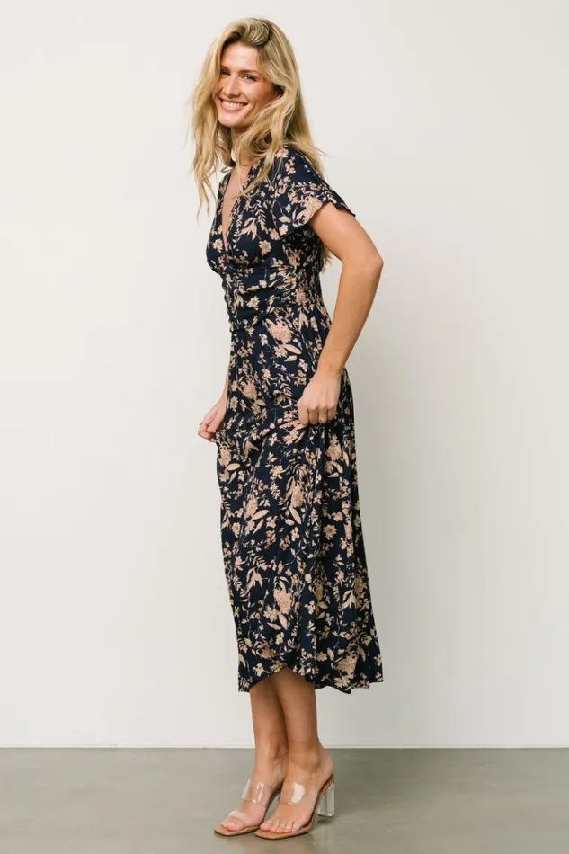 Baltic Born Midi Dresses Ellen Midi Dress Navy Print 8211 Women Baltic Born Midi Dresses Ellen Midi Dress Navy Print 8211 Women