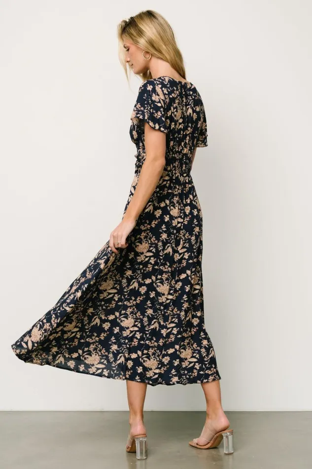 Baltic Born Midi Dresses Ellen Midi Dress Navy Print 8211 Women Baltic Born Midi Dresses Ellen Midi Dress Navy Print 8211 Women